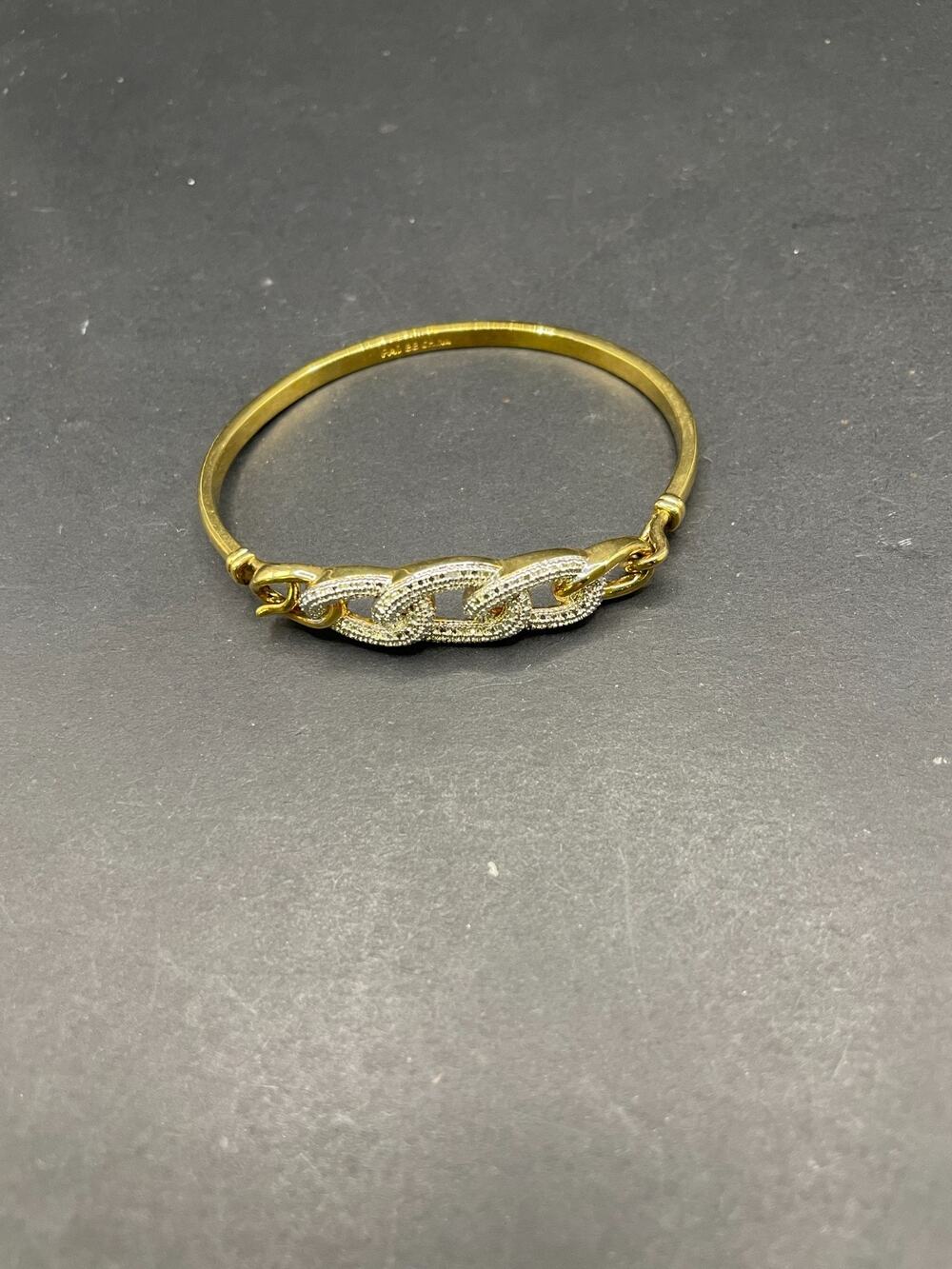 Vintage PAJ BB Gold Tone Pave Clear Crystal Thin Bracelet Bangle Sz 7"